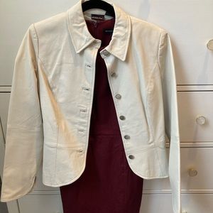 Shape FX 100% leather blazer jacket in cream
